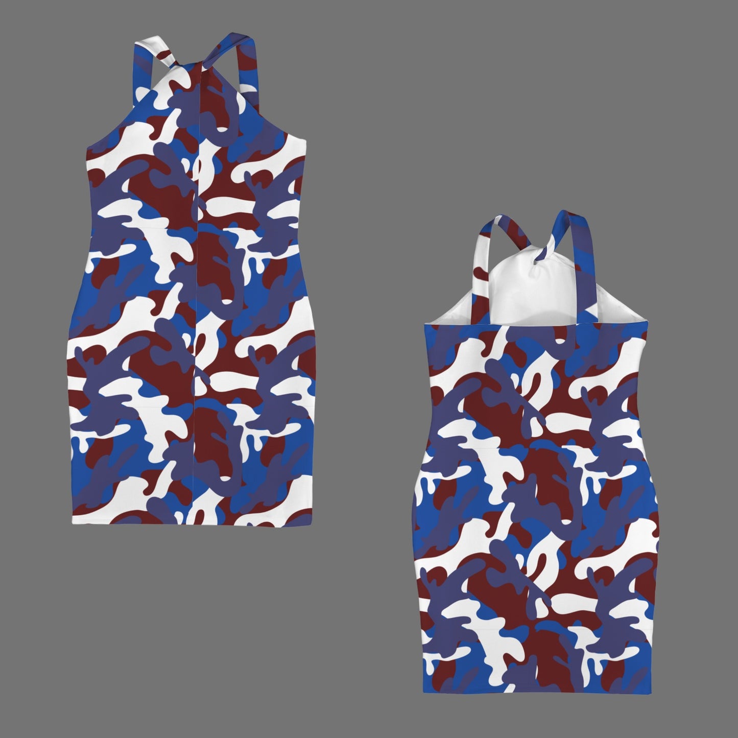 Tapestry Camo Halter Bodycon Dress