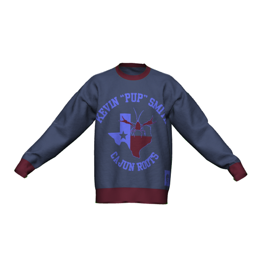 Blue Maroon Oversized Sweater Cajun Roots No. 16
