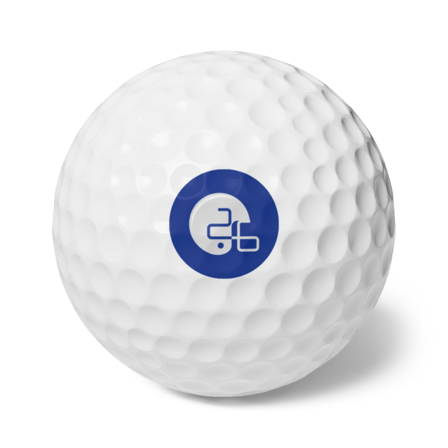 A Pup26 Dallas Cowboys golf ball with a blue Printify logo on it.