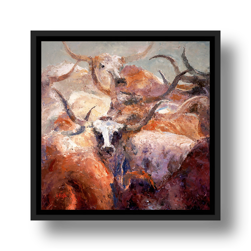 Longhorns on Giclee Gloss Canvas
