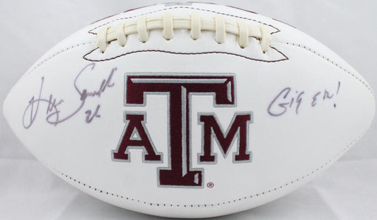 An autographed Hendolph White Aggie Game Football.